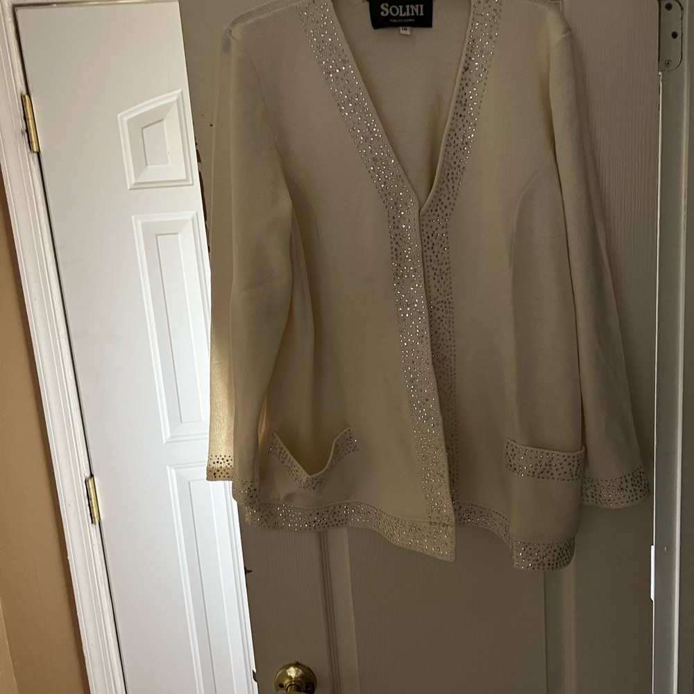 LINI Cream Textured Knit with Silver Accents